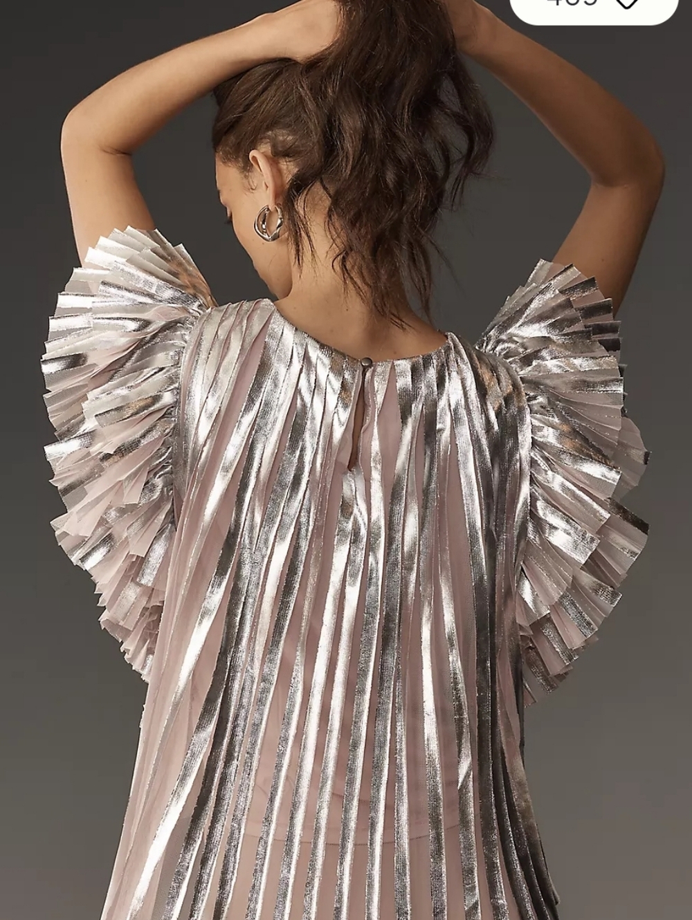 Anthro Pleated Pink Foil Top - Picture 3 of 3